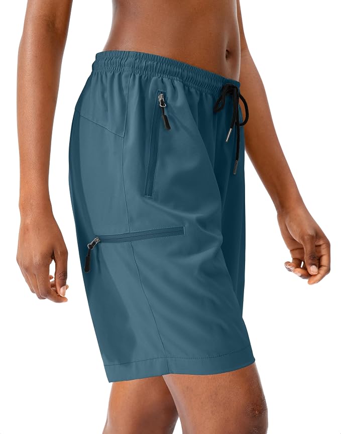 SANTINY Women's 5''/ 7''/9'' Hiking Cargo Shorts Quick Dry Lightweight Summer Shorts for Women Athletic Golf Zipper Pockets