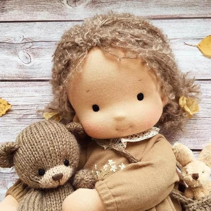 Waldorf Doll Handmade, Handmade Waldorf Doll, 12 inch Vintage Crocheted Doll (02)