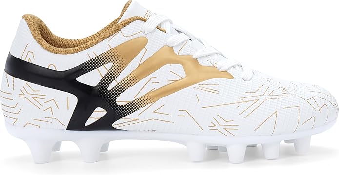 Kids Soccer Cleats Firm Ground - Lightweight Breathable Football Shoes for Boys Girls Youth Outdoor Training on Natural Grass