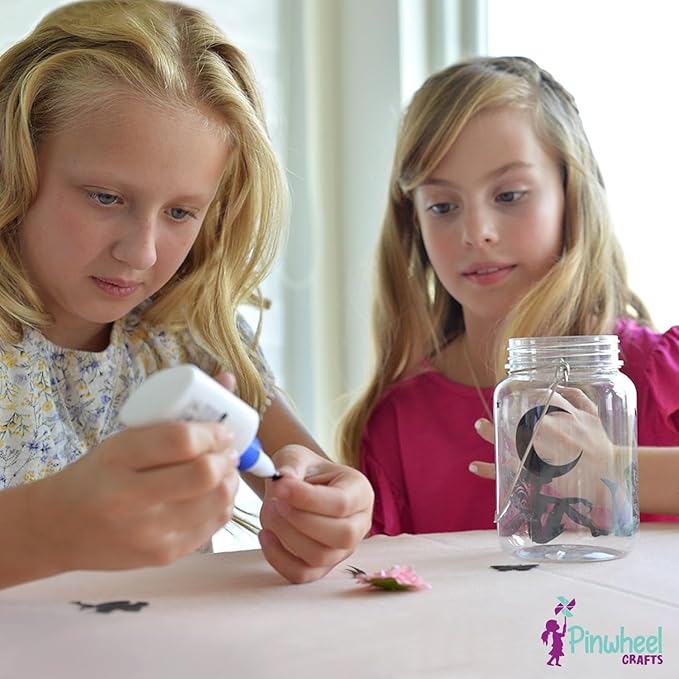 Pinwheel Crafts Fairy Lantern Toy for Kids Age 6-8 8-12+ Years - Make Your Own Night Light - Fairy Jar Gift for Girls with Led Light - Arts and Crafts Kit for Kids