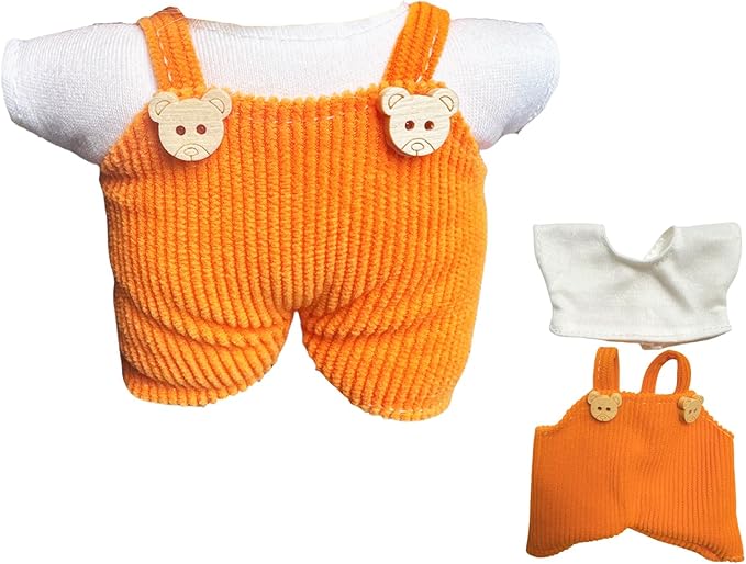 ‌Premium Knit Doll Clothing Set(NO Doll) - Soft Stretch Fit for 15cm/17cm Collectible Figures Multi-Style Outfits Stylish Miniature Clothes & Accessories Costume (Orange)