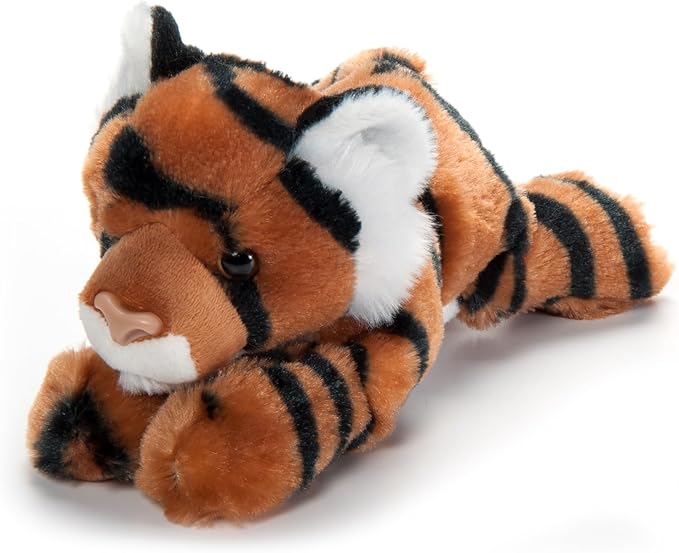 The Petting Zoo Tiger Stuffed Animal Plushie, Gifts for Kids, Scoopz Wildlife Animals, Orange Striped Tiger Plush Toy, 8 inches