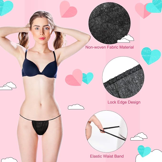 Disposable Thong Panties Women's Spa Thong Soft Breathable Disposable Tanning Underwear