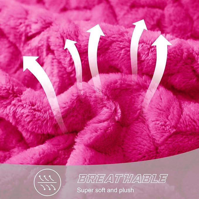 Exclusivo Mezcla Soft Fleece Bed Blanket King Size, 90”x104”, Hot Pink | Cozy Fluffy Lightweight Blankets for Summer, Decorative Plush Flannel Throws for Living room, Bedroom with Leaves Pattern