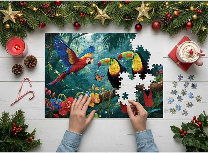 1000 Pieces Jigsaw Puzzles for Adults, Magic Series - Premium Fantasy Art & Seamless Interlock, Challenging Brain Teaser, Large 28" x 20", Great Gift Idea & Home Decor（Rainforest Birds）