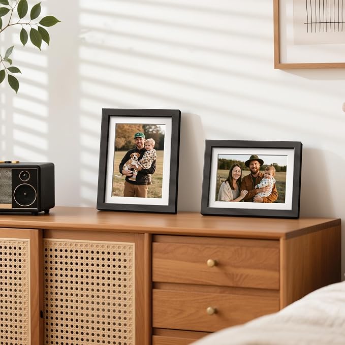HappyHapi 5x7 Picture Frames Set of 10, Wall or Tabletop Display, Black | Black Picture Frames 5x7 Display Photos 4x6 with Mat or 5x7 Without, Gallery Wall Frame Set, Modern Classic Home Decor