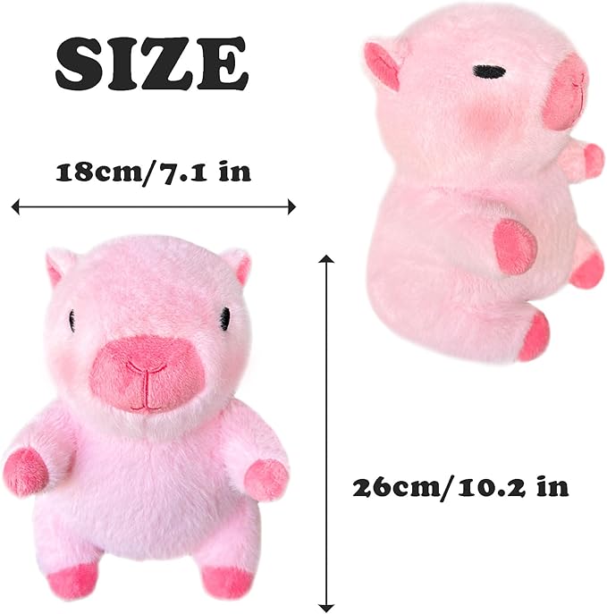 Capybara Plush with 9 pcs Clothes & Accessories, 10.2 in Cute Capybara Stuffed Animal Plush Toys, Dress Up Cute Plushies for Girls/Boys (Pink)
