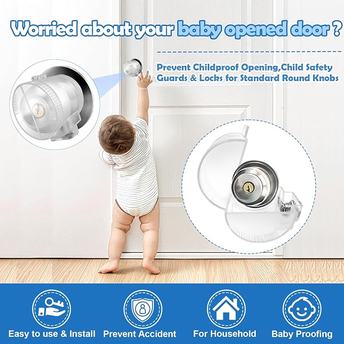 Door Knob Safety Self-locking Cover for Kids,Prevent Childproof Opening,Easy Install&Use,Child Safety Guards & Locks for Standard Round Knobs,1 Pack,