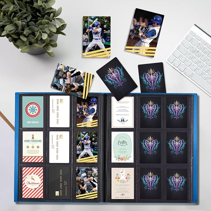 Card Binder, Upgraded 9 Pockets Trading Card Collection Binder for Cards, 360 Card Book Holder Album for Yugioh, MTG, TCG, Magic, Sports Cards - Blue