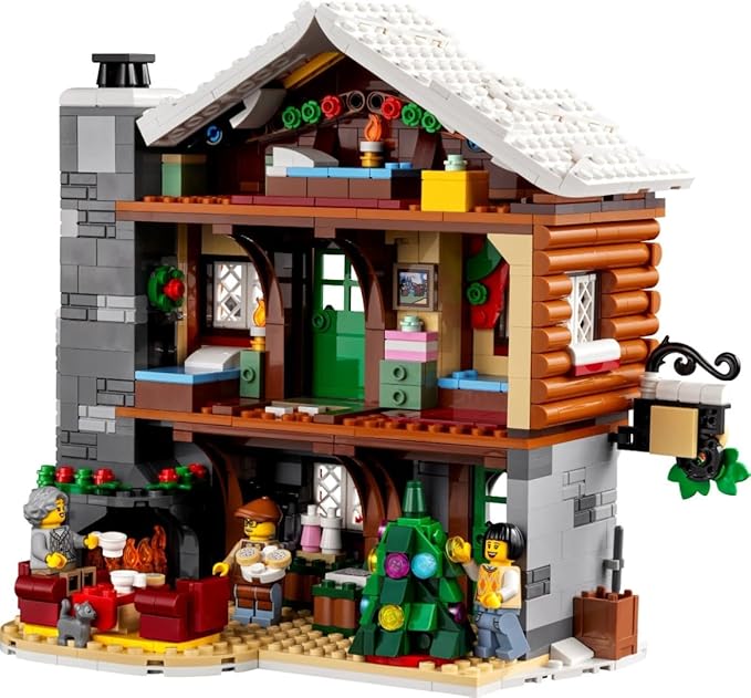 LEGO Icons Alpine Lodge Model Building Set - Collectible DIY Kits for Adults, Ages 18+ - Log Cabin Kit for Winter Activities with Snowmobile and Minifigues - 10325