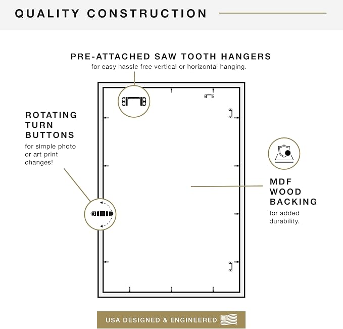 MCS Studio Gallery 24x36 Poster Frame Natural Woodgrain Engineered Wood, Vertical & Horizontal Wall Hanging Large Picture Frame for Photos, Posters & Art Prints (2-Pack)