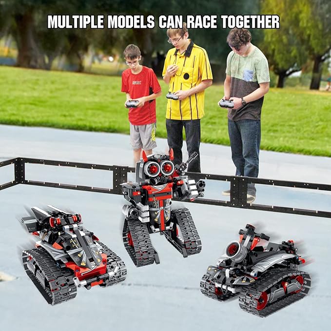 VINTOP Remote Control Robot Building Kit for Boys 6-12, 3-in-1 STEM Remote & APP Controlled Coding Gear Robot/Tank/RC Car, 419 Pcs Science Learning Educational Building Blocks Toy Set Gift for Kids