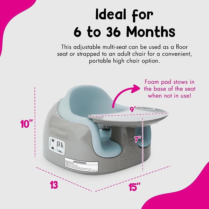 Bumbo 2 Pack 3-in-1 Multi-Seat for 6 to 36 Months, Travel Baby Feeding & Play Floor Seat, All-in-One Portable Booster with Tray & Toddler High Chair, Breige/Desert Mirage