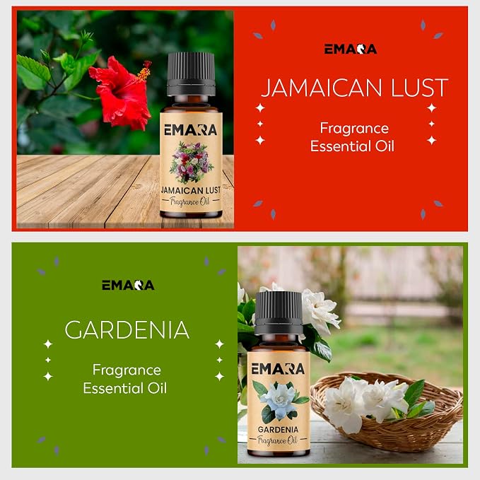 EMARA All Natural Floral Jamaican Lust Essential Oil for Diffusers, Skin Care, Aromatherapy Fragrance Oil, Organic Therapeutic Grade 15 mL (1/2 fl oz)