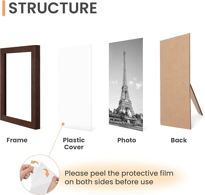 upsimples 10 Pack Picture Frames Collage Wall Decor for Mounting or Tabletop Display, Photo Gallery Frame Set for Family, Multi Sizes Including 8x10, 5x7, 4x6, Brown | Multi Picture Frames Collage Wall Decor, Gallery Wall Frame Set, Gift For Christmas,...