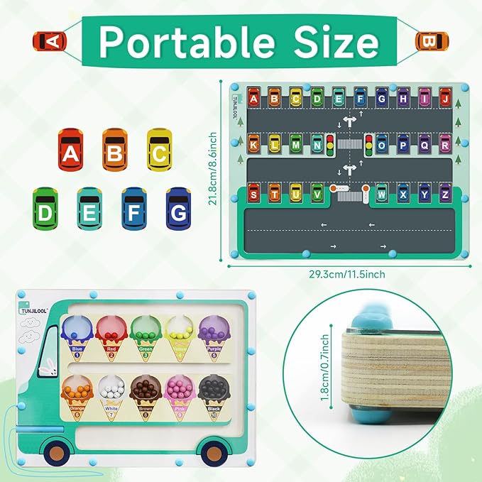 TUNJILOOL 2 in 1 Magnetic Color and Number Maze Board, Alphabet Counting Puzzle Double Sided Busy Board, Montessori Educational Toys for Kids, Fine Motor Skills Learning Toys