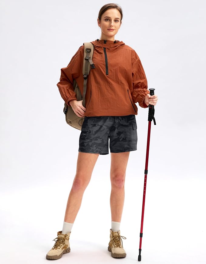 SANTINY Women's 5''/ 7''/9'' Hiking Cargo Shorts Quick Dry Lightweight Summer Shorts for Women Athletic Golf Zipper Pockets