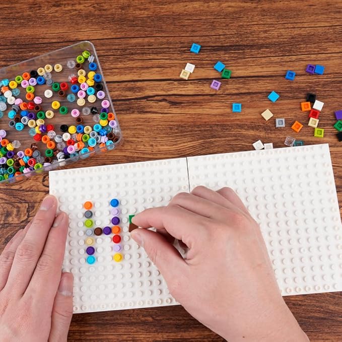 Brick Base 16x16 Plate 1/3 with Holes - Pins Suppor Pillar Accessories Pack,Pixel Art Painting Classic Building Block Bulk Parts and Pieces Sets - Compatible with 65803(White)