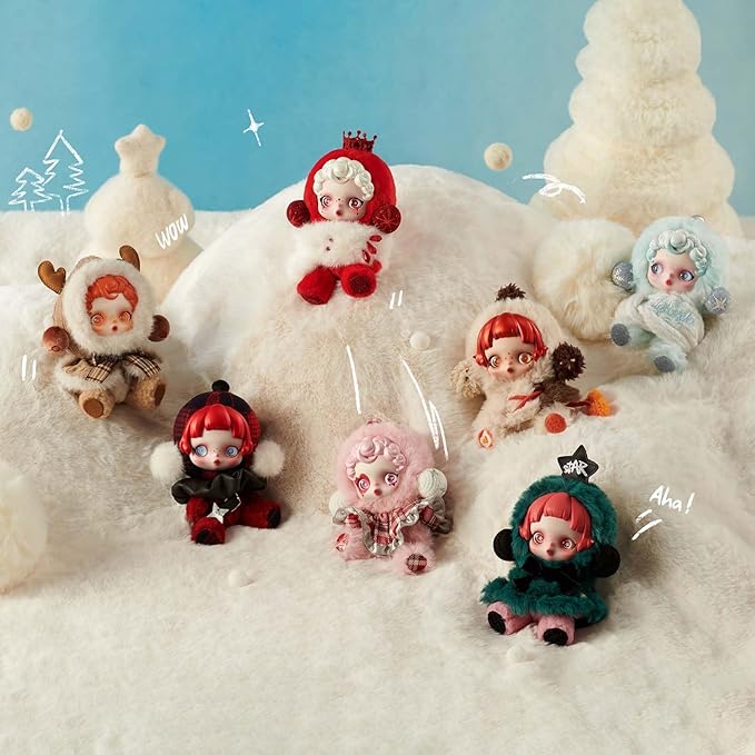 POP MART SKULLPANDA Winter Symphony Series Plush, 6PCs Blind Box Figures, Random Design Action Figures Collectible Toys Home Decorations, Holiday Birthday Gifts, Whole Set