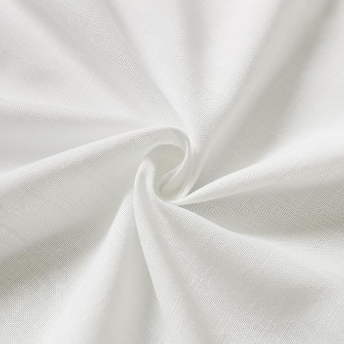 Nanspring Off White Semi Sheer Linen Curtains 78 inch Length for Living Room Back Tab Rod Pocket Modern Farmhouse Coastal Decor Off White Cotton Textured Gauze Curtains for Dining Room Office 52x78