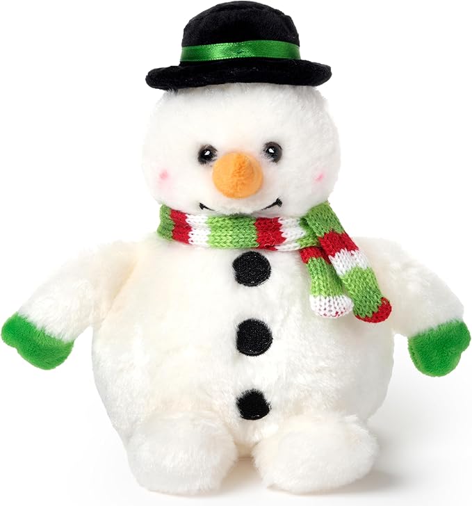 Bearington Snowball The Plush Snowman, Stuffed Snowman, 7 Inch Christmas Plushies, Ideal Christmas Stuffed Animals Gift for Toddlers, Kids & Teens, for Ages 3-14
