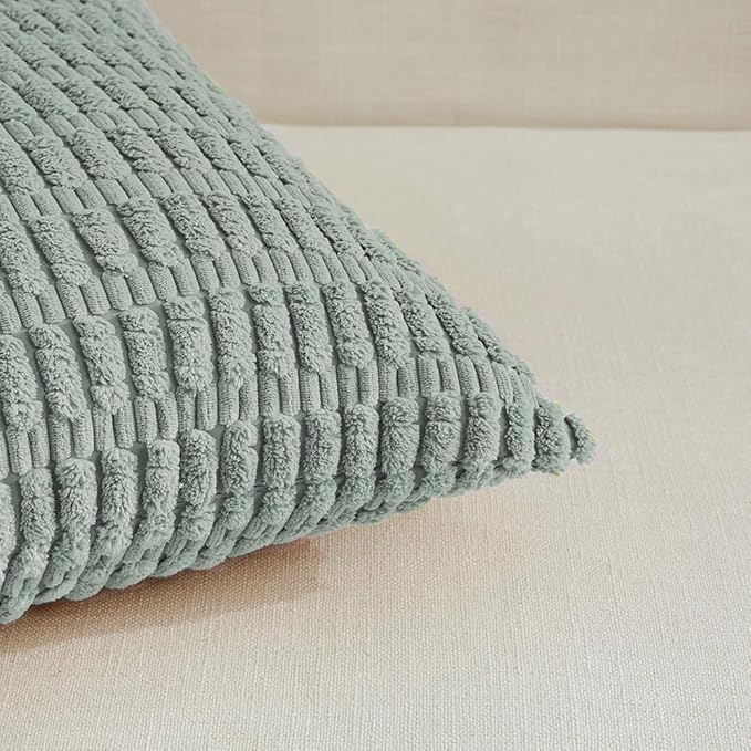 Fancy Homi 4 Packs Decorative Throw Pillow Covers for Living Room Couch Bed, Modern Farmhouse Boho Home Décor Accent Cushion Case, 18" x 18", Grey Blue