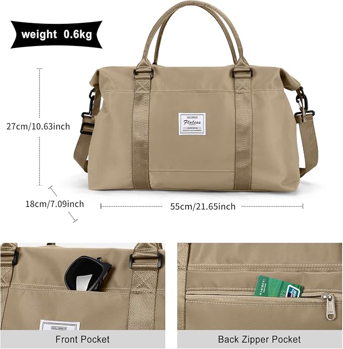 Travel Duffel Bag, Carry On Overnight Weekender Bags for Women | Travel Bag with Wet Pocket & Trolley Sleeve, For Spirit Airlines 18x14x8 Personal Item Bag