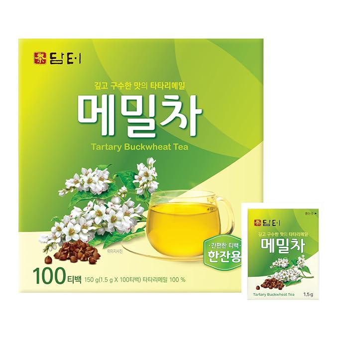 Damtuh Buckwheat Tea Bags, Korean Tartary Buckwheat Tea, Caffeine-Free, 100 Bags