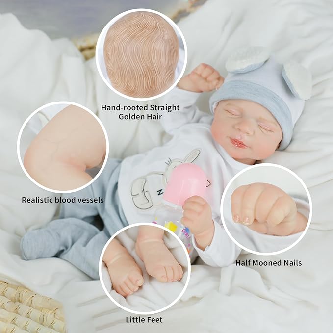 Lifelike Reborn Baby Dolls - 18 inch Realistic Baby Doll Weighted Newborn with Soft Body, Real Life Baby Girl Gift Set for Children and Collectors