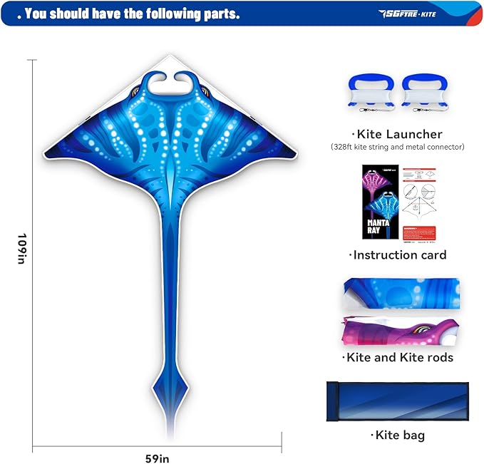 SGftre 3 Piece Set Butterfly Delta Octopus Kites for Kids and Adults，Easy to Fly for Outdoor Adults Children Line Kite for Kids Toy (Manta Ray 2-Piece Set(Blue,Pink), 2)