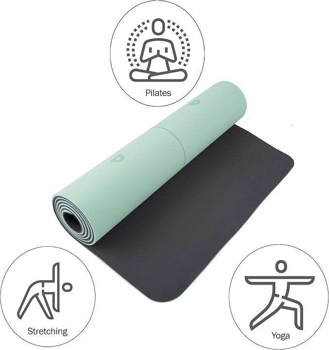 Non-Slip Yoga Mat with Alignment Marks – Lightweight Exercise Mat with Carry Strap for Home Workout or Travel by Wakeman Outdoors
