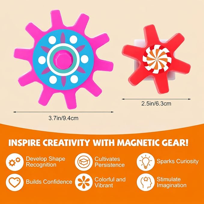 36 Pcs Magnetic Gears Interchangeable Learn Magnetic Spinning Gears for Magnetism Refrigerator or Whiteboard (Colorful Style)