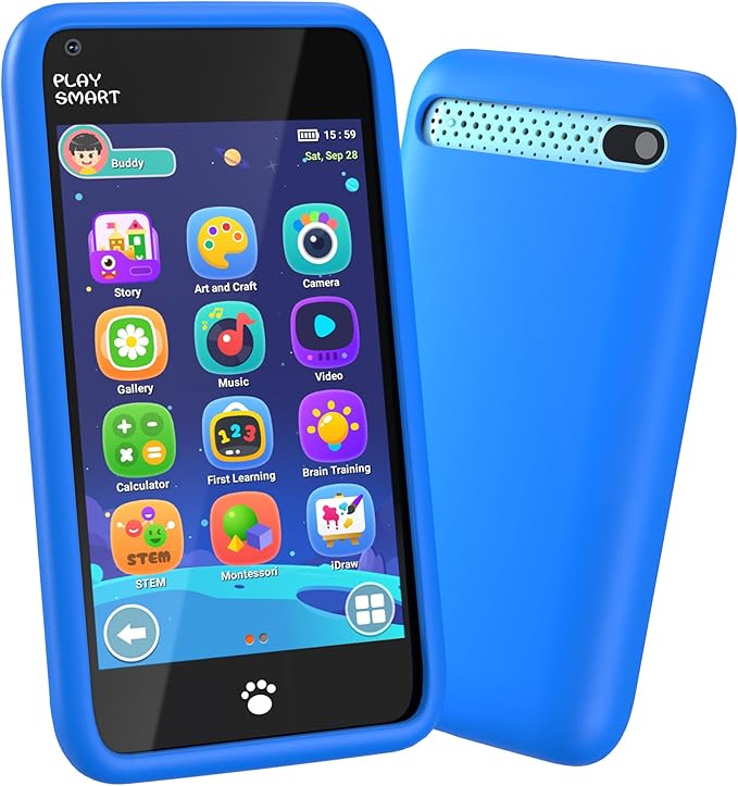MOMILLA Kids Toys Smart Phone, 3.97" Touchscreen, Birthday Gifts for Kids, 16GB Toddler Learning Cell Phone with Games, Boys Girls Toys for Age 3 4 5 6 7 8 9 Year Old（Front Camera Only
