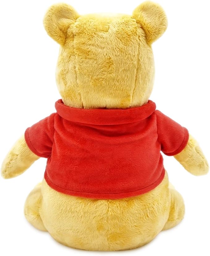 DISNEY STORE Official Pooh Medium Soft Toy for Kids, Cuddly Character with Fuzzy Texture and Embroidered Details, Red T-Shirt, Disney Plushy Suitable for All Ages.