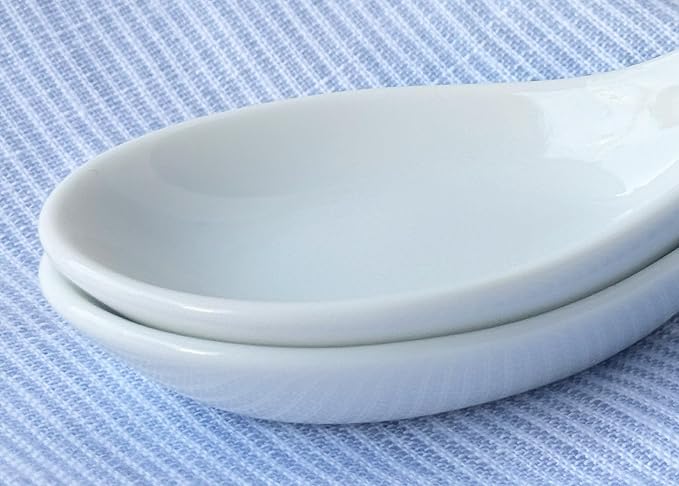 4set Mino ware Japan Renge, White, Chinese Won Ton Soup Spoon For soba, pho, ramen, Noodle, Rice Spoons,Asian Soup Spoons,Korean Style Large Spoon, White Hook style, Made in Japan