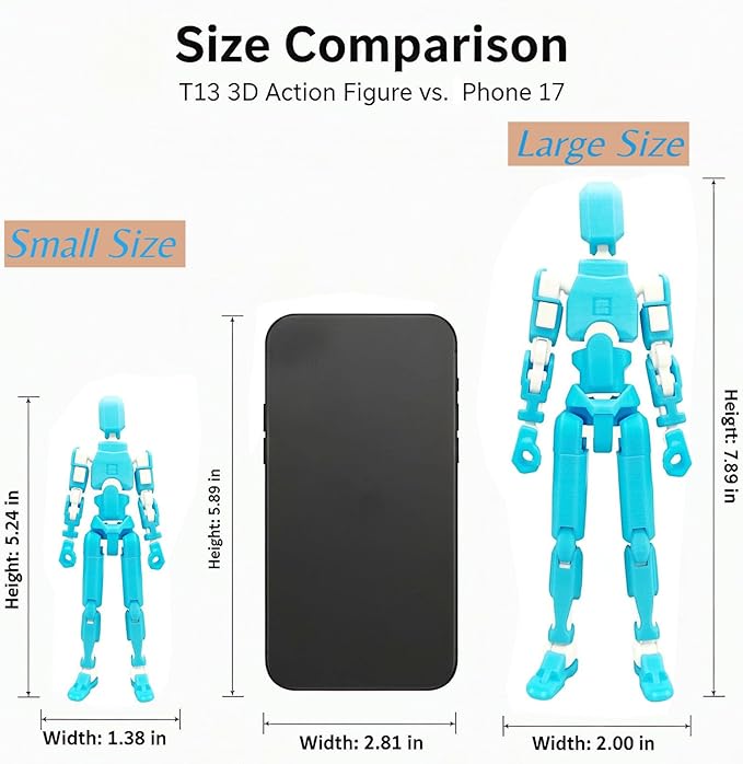 T13 8 inches Large Action Figure Glow in The Dark Blue (Assembly Completed) Dummy 13 Titan 13 Poseable Collectible Highly Detailed Sculpting & Accessories for Display and Play (Blue White)