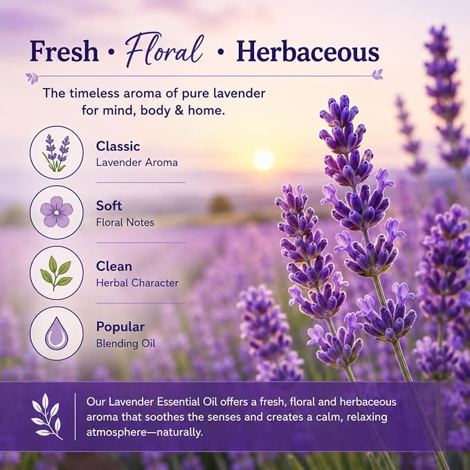 GreenHealth Lavender Essential Oil – 16 fl oz (473 ml) – 100% Pure & Uncut – Aluminum Bottle – Bulk Lavender Oil for Diffuser, Aromatherapy, Candles, Soap & DIY