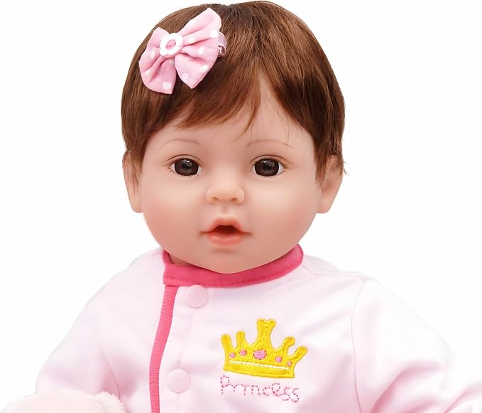 CHAREX Reborn Baby Dolls - 18 inch Realistic Baby Doll Pink Cradle Baby Girl Handmade Lifelike Weighted Realistic Silicone Baby Doll Soft Gift with Accessories for Kids Age 3+