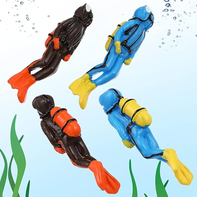 4Pcs Scuba Diver Figurines Action Figure Diorama Model Swimmers Figurines for Miniature Sand Table Ocean Party Sea Cake Aquarium Decor