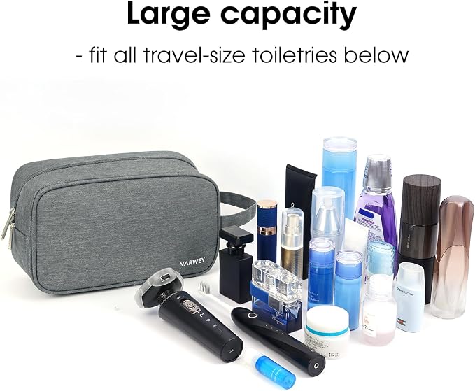 Narwey Travel Toiletry Bag for Women Traveling Dopp Kit Men Toiletries Bag Cosmetic Bag Makeup Bag Medicine Bag for Traveling (Grey)