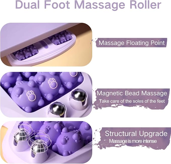2025 New Portable Double Foot Massage Roller,Dual Foot Massage Roller, Portable Feet Massager Tool for Home Office Use