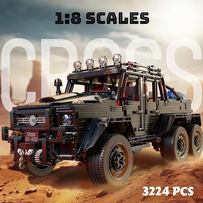 Chodia Wrangler 6×6 Pickup Cars Truck Building Kit,1:8 Scale Vehicle Toys Moc Model with Switchable Off Road/Urban Modes & 3-Speed Birthday for Adults,Boys,Men,Teens 14+(3224 PCS)