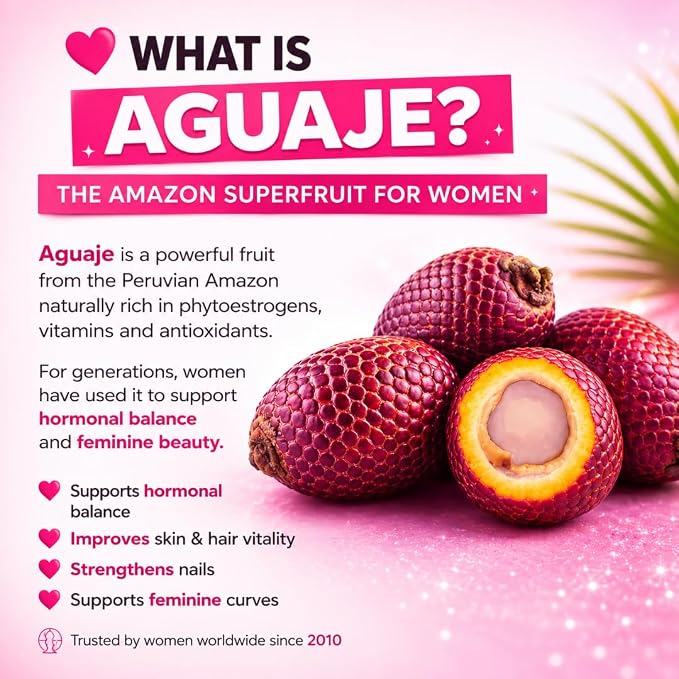 Aguaje CurvyFruit Powder for Women: Natural Curves & Hormonal Balance – – Booty, Hips & Bust Support – 3.5 Oz /1 Month Supply – Menopause Relief – Made in Peru