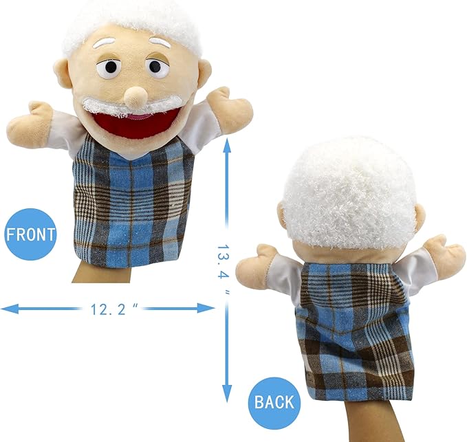 Family Hand Puppets,Puppets for Kids Role Paly Family Members 13.4 INCH Multi-Ethnic Puppets Plush Soft Hand Puppets Family Puppets Story Toys, Puppets for Girls Boys Finger Puppets Puppet Set Gifts
