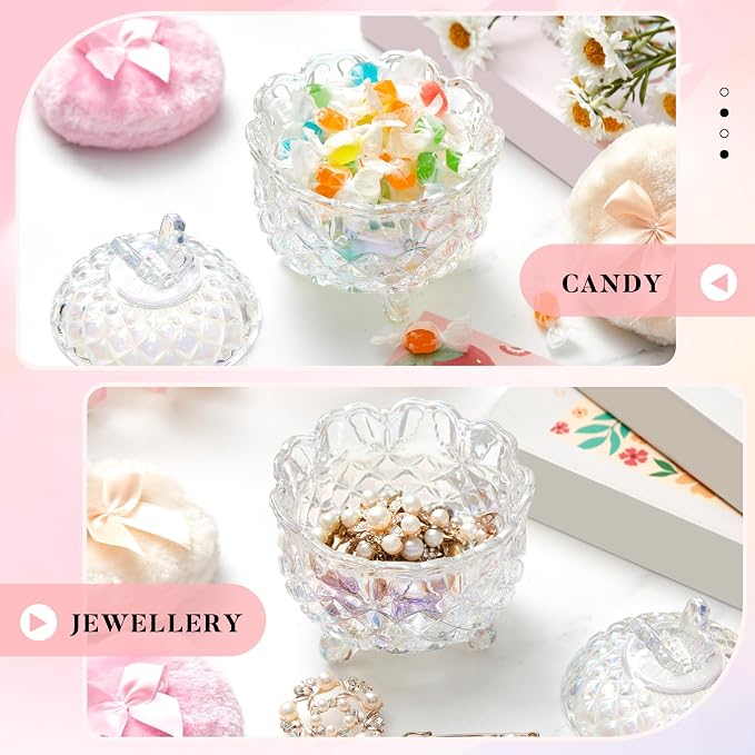 Tioncy 3 Pcs Large Body Powder Puff and Container Valentine's Day gift Powder Container with Puff Crystal Case Soft Washable Reusable Velour Face Body Glitter Wet Dry Makeup(Butterfly,Glitter)