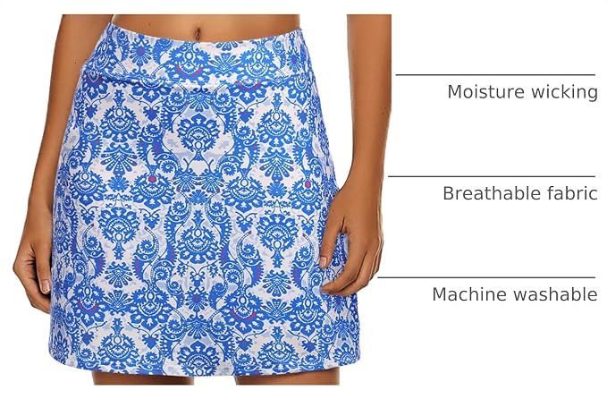 Ekouaer Women's Active Performance Skort Lightweight Skirt for Golf Tennis | Built-in Shorts, A Line, High Waisted, Tummy Control, Pickleball, Running, Workout, Sports, Skorts for Woman