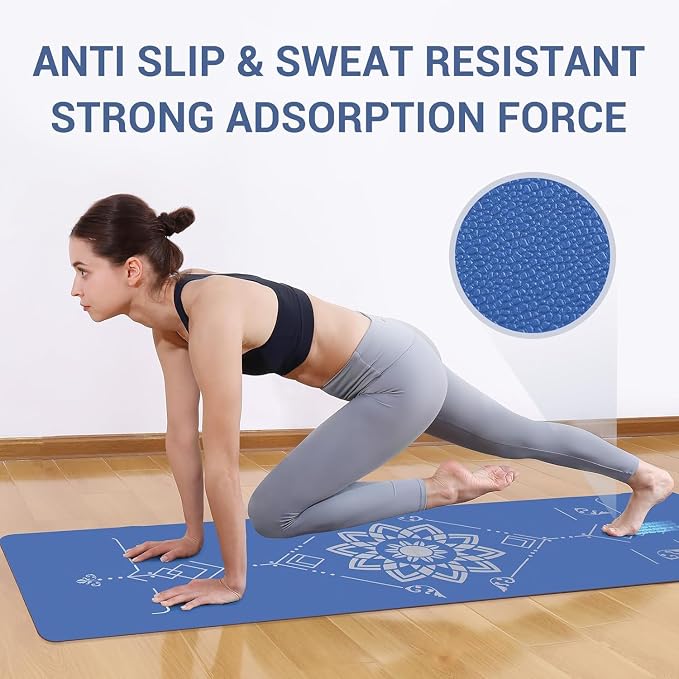 Avoalre Yoga Mat Foldable - Textured Non Slip Exercise Mat -Travel Lightweight Hot Yoga Mat with Carry Bag for Pilates & Home Workouts (72" L x 32" W x 3mm Thick)