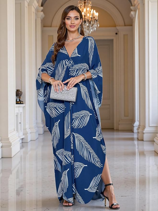 Mumu Dresses for Women Plus Size, Bohemian Kaftan Beach Cover Up Long Maxi Nightgown Soft Loungewear