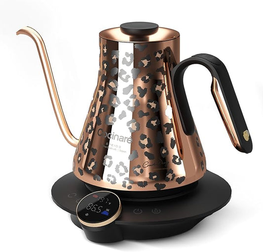Cocinare Artisan Collection Gooseneck Electric Kettle, ±0.5℉ Precise Temperature Control for Pour-Over Coffee & Tea, Quick Heating 1500W, Stainless Steel Interior, 0.9L (Wild Gold)