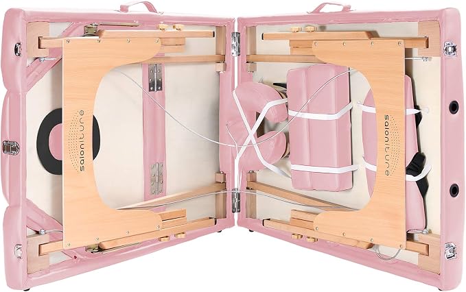 Saloniture Professional Portable Massage Table with Backrest - Pink